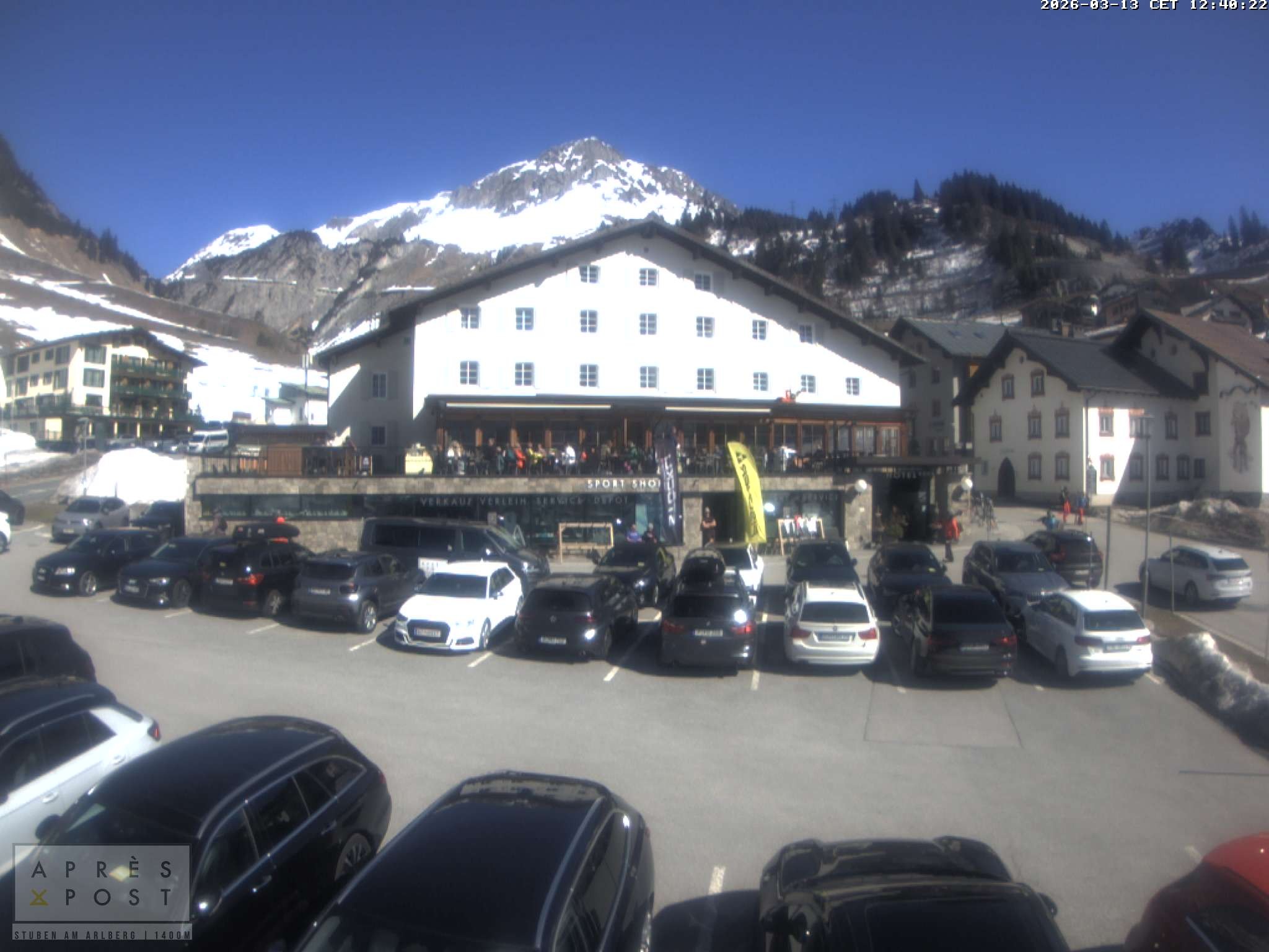 Archiv Foto Webcam Stuben am Arlberg - Blick auf das Après Post Hotel