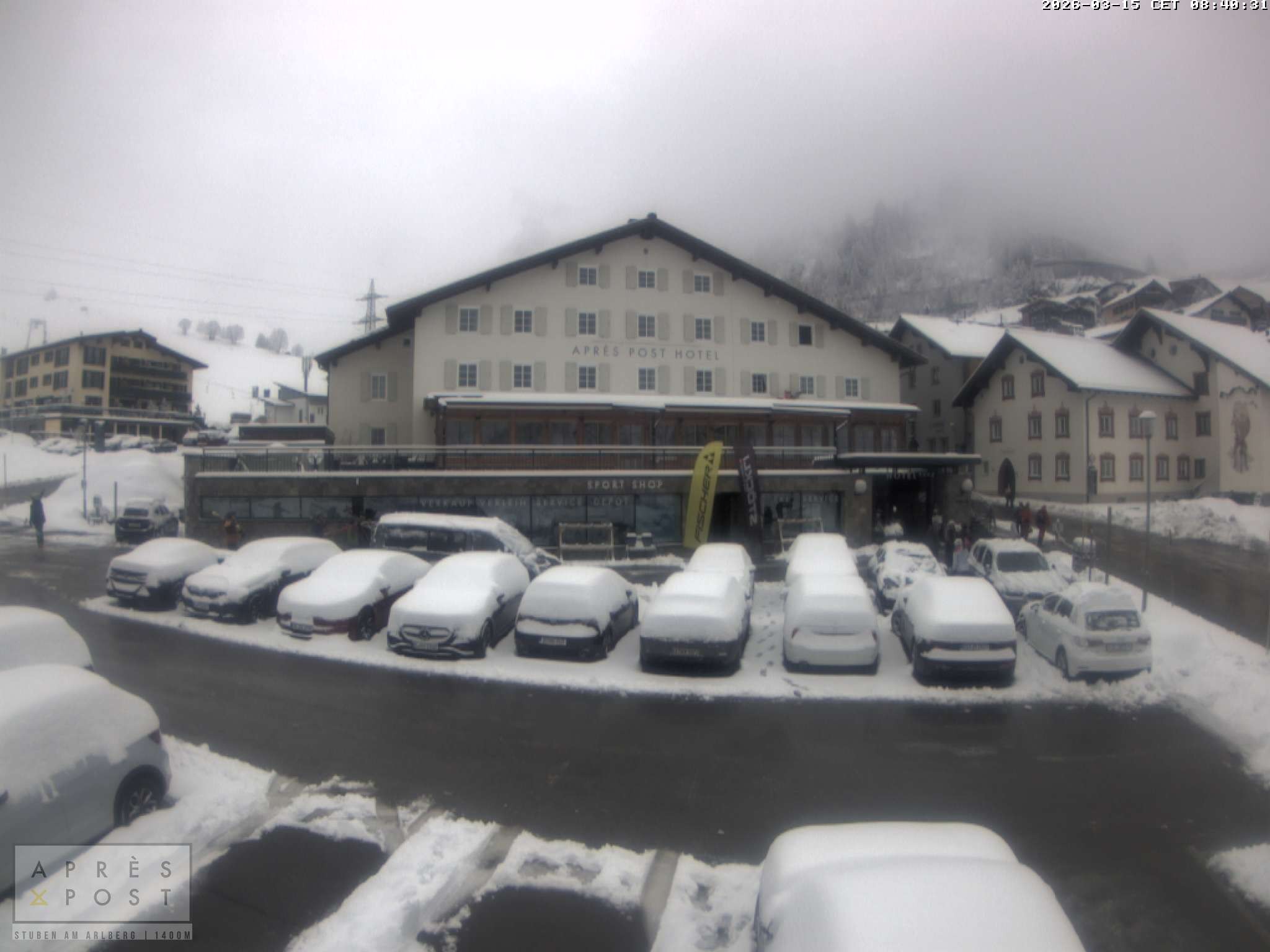Archiv Foto Webcam Stuben am Arlberg - Blick auf das Après Post Hotel