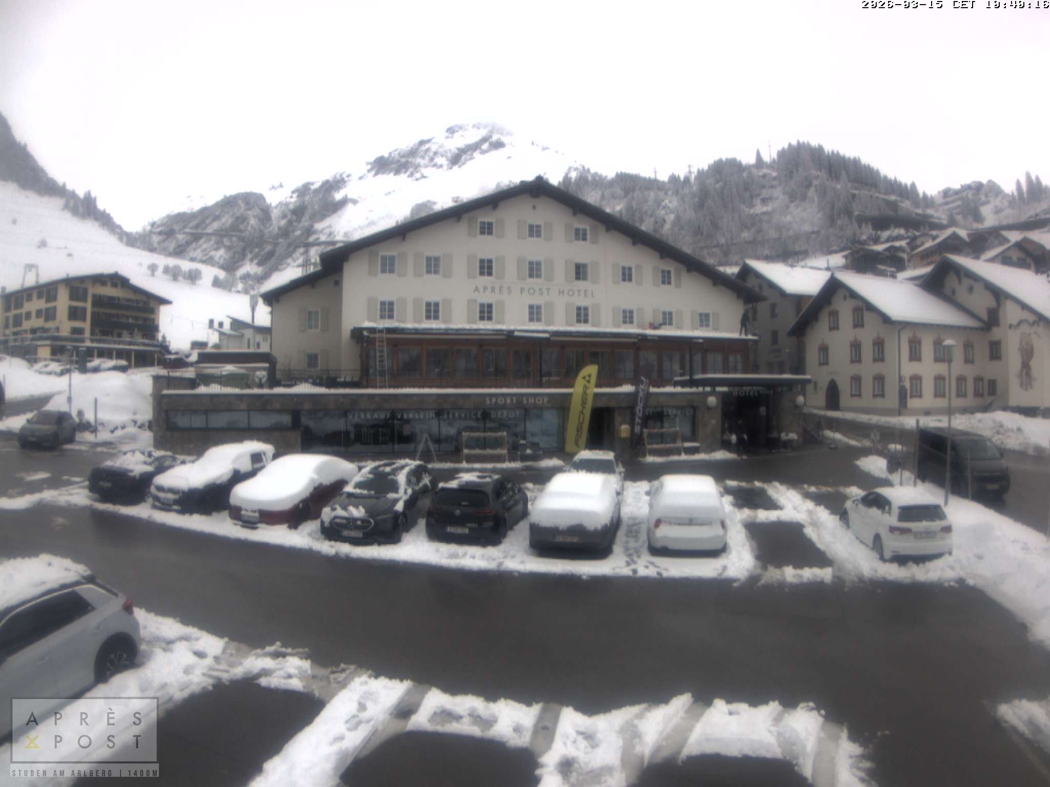 Archiv Foto Webcam Stuben am Arlberg - Blick auf das Après Post Hotel