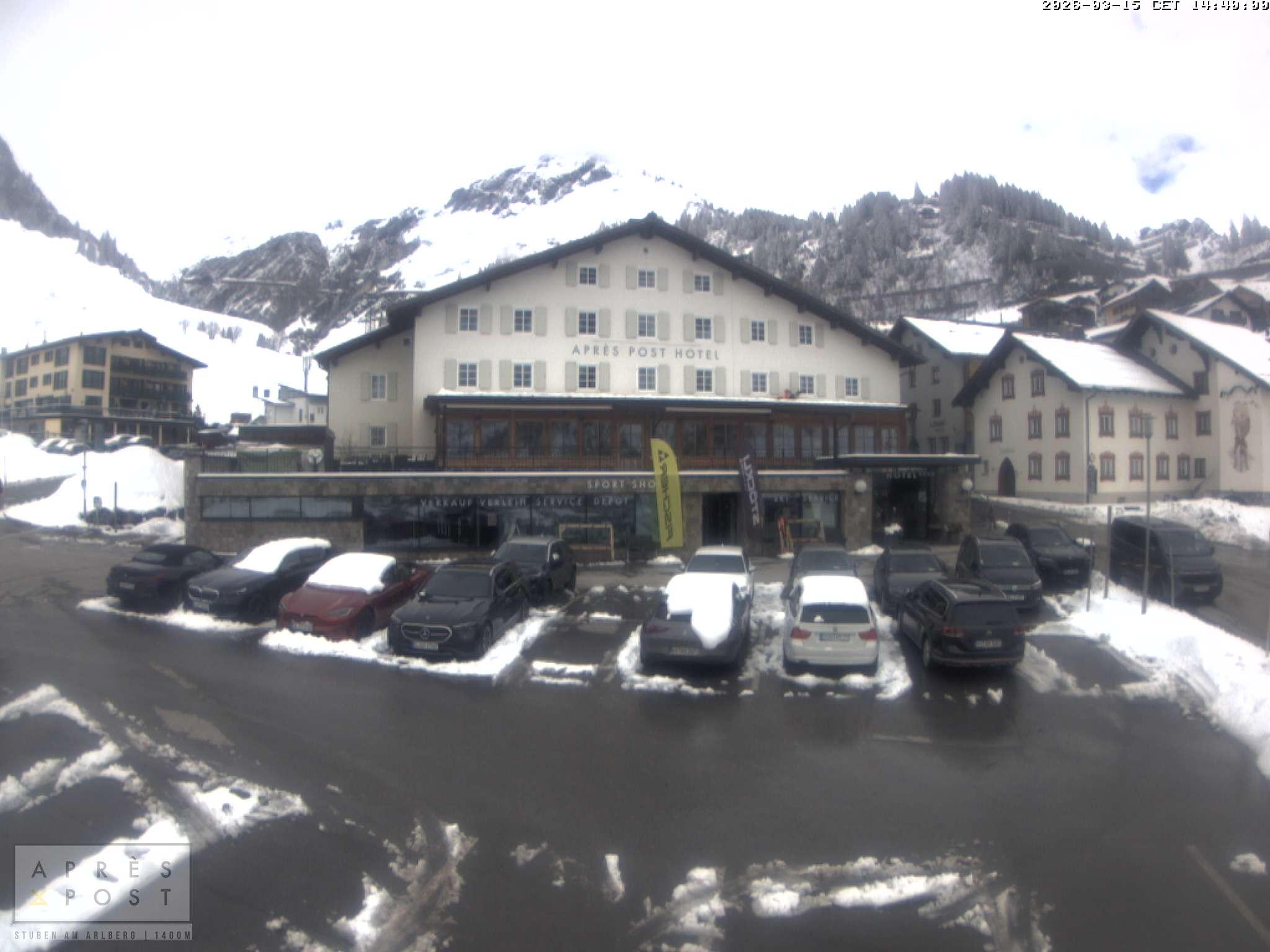 Archiv Foto Webcam Stuben am Arlberg - Blick auf das Après Post Hotel
