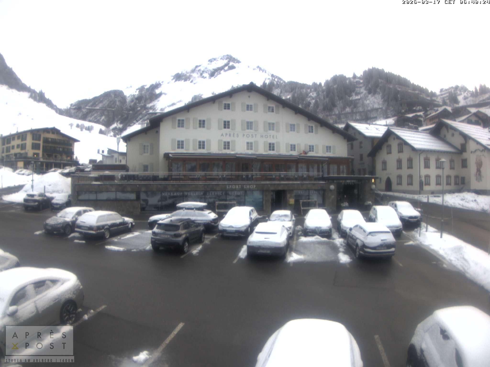 Archiv Foto Webcam Stuben am Arlberg - Blick auf das Après Post Hotel