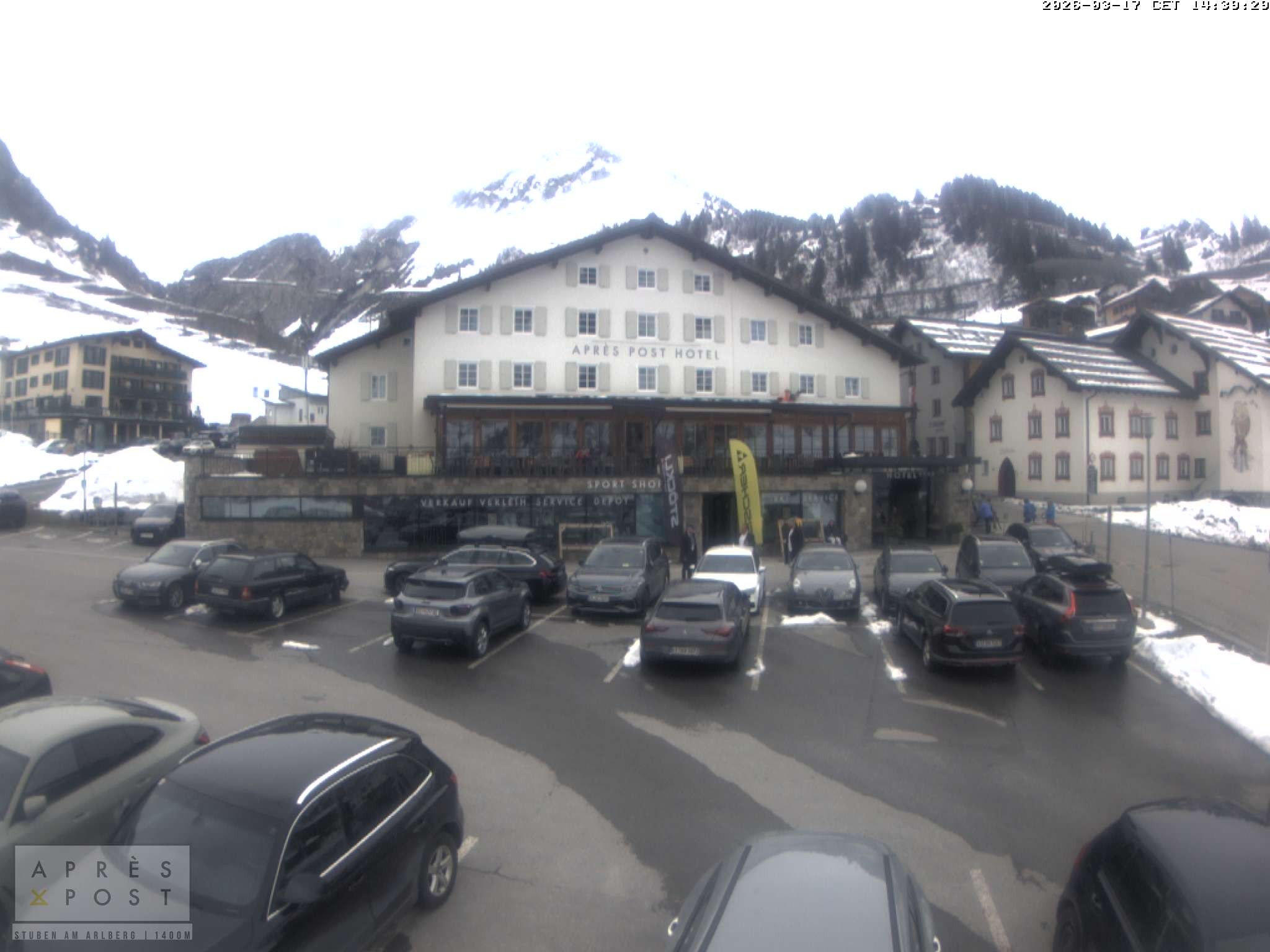 Archiv Foto Webcam Stuben am Arlberg - Blick auf das Après Post Hotel