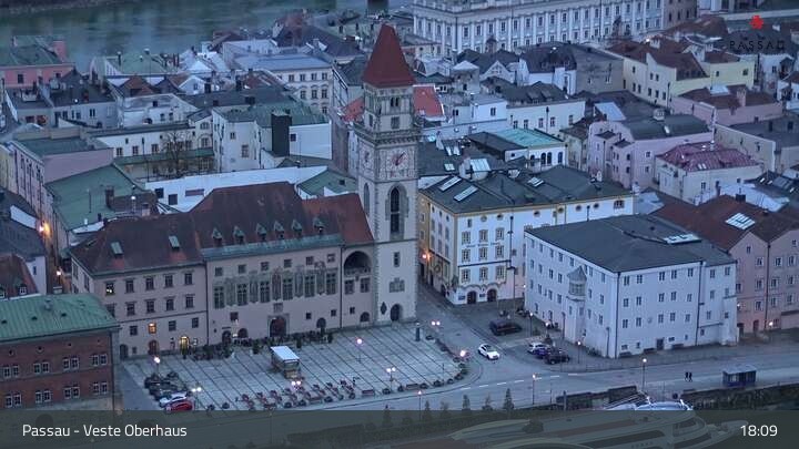 Archived image Webcam Passau: View from Veste Oberhaus