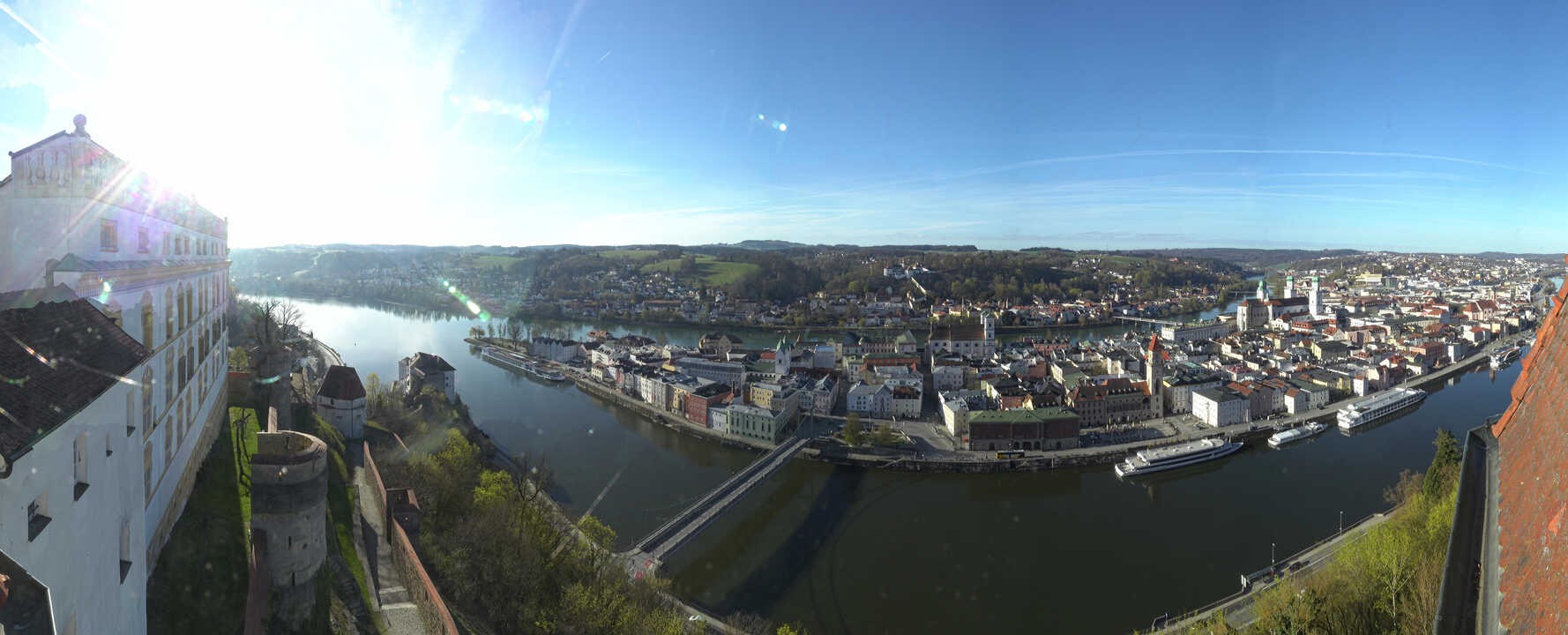 Archived image Webcam Passau: View from Veste Oberhaus