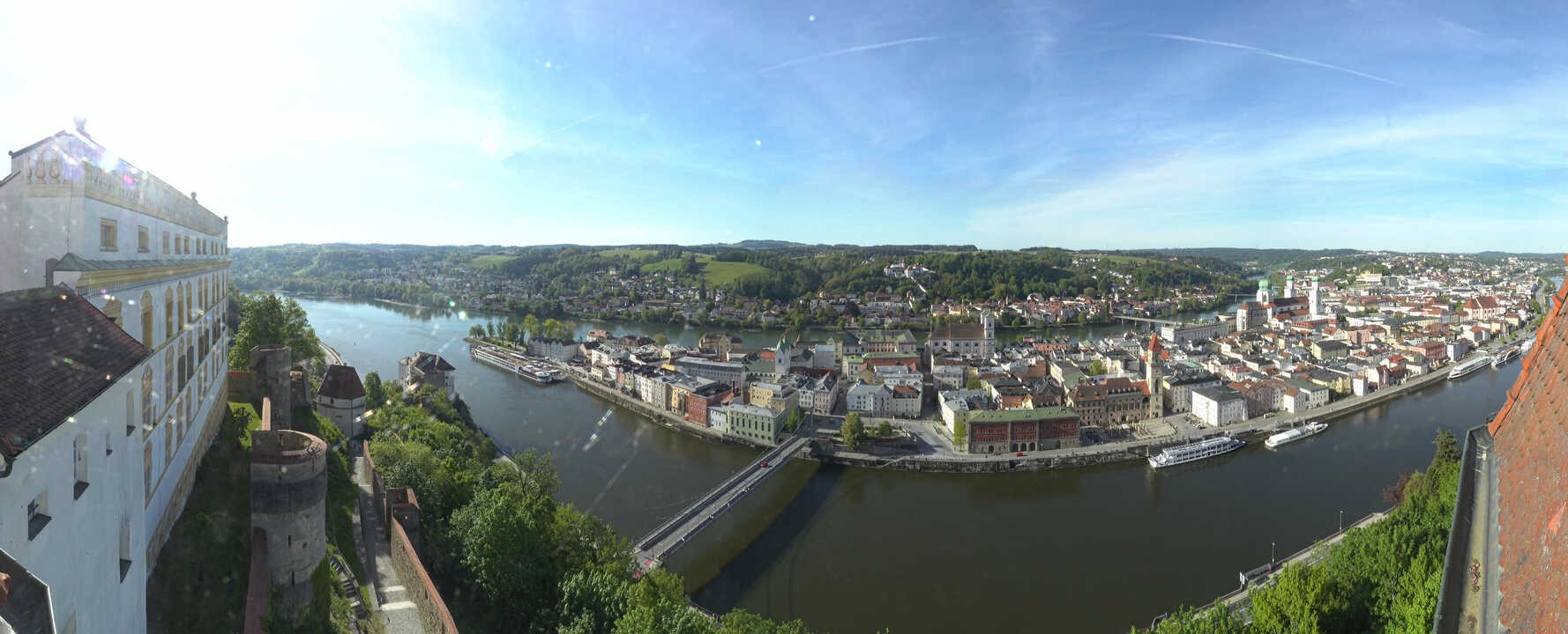 Archived image Webcam Passau: View from Veste Oberhaus