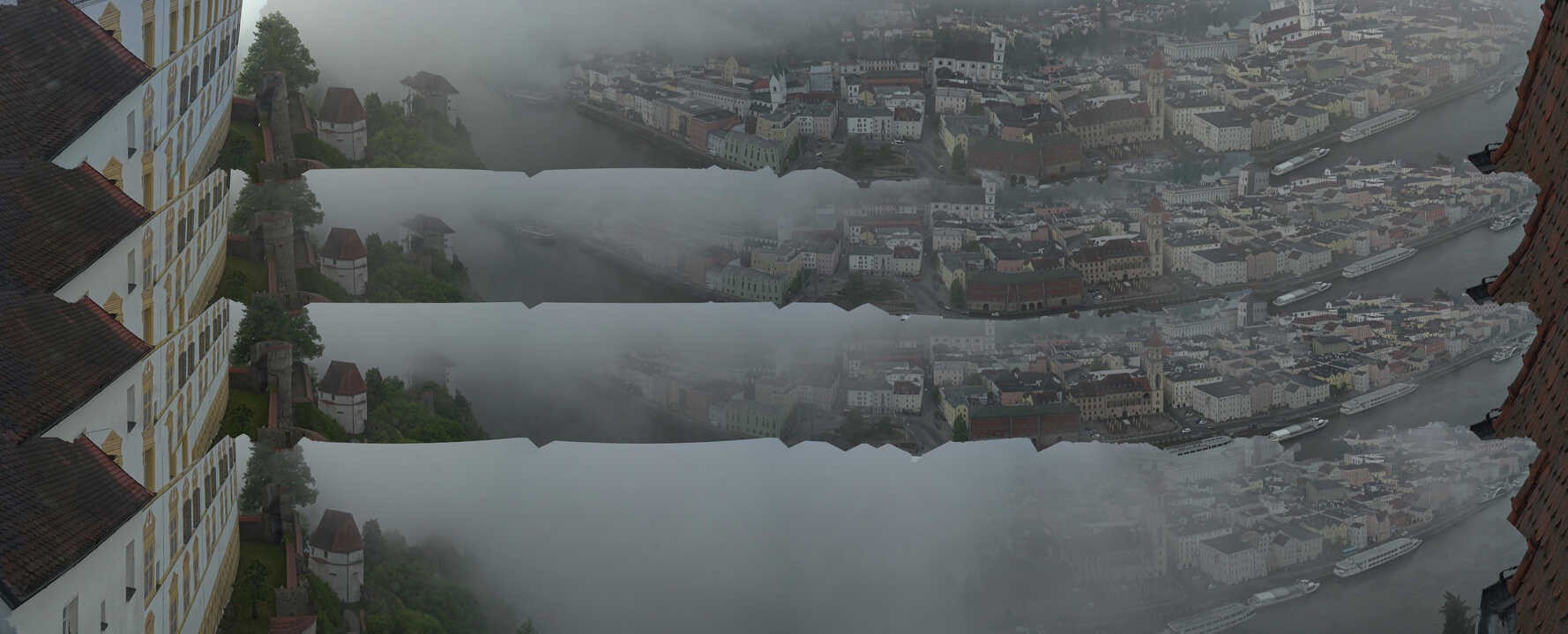 Archiv Foto Webcam Passau: Blick von der Veste Oberhaus auf Donau und Altstadt