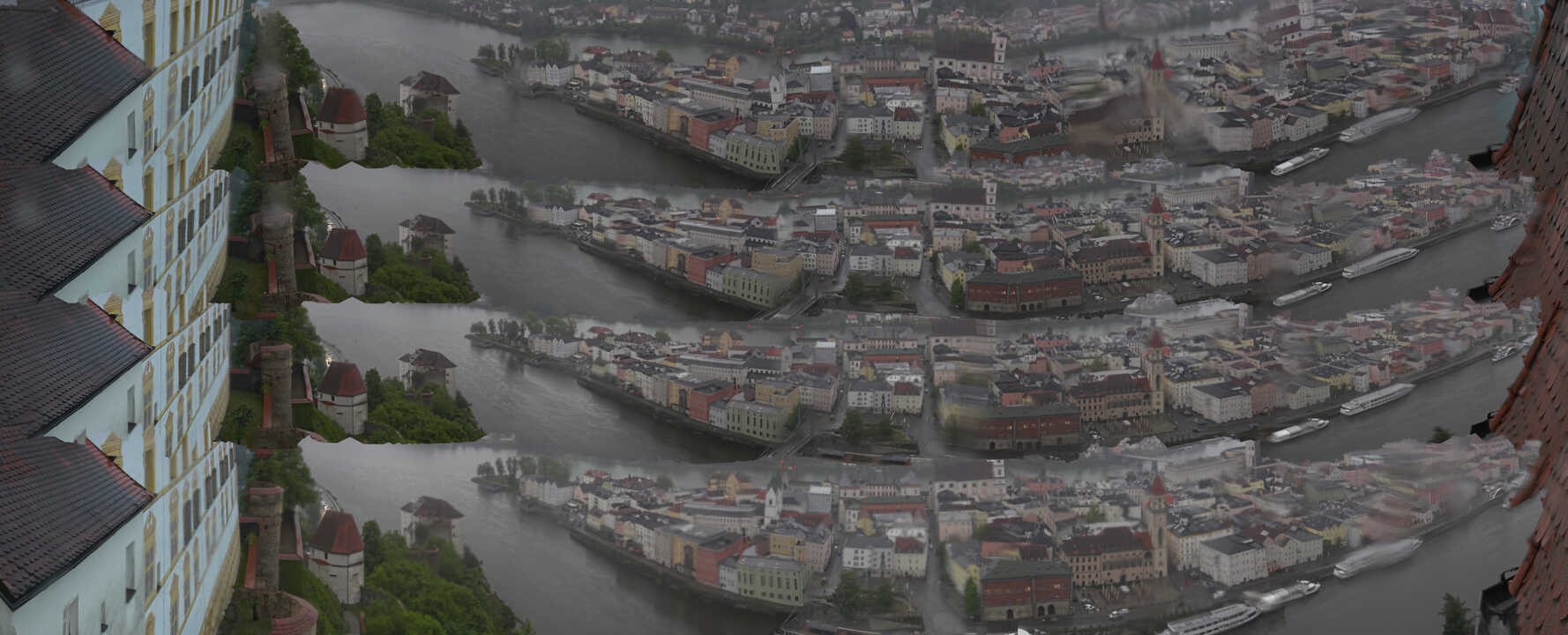 Archiv Foto Webcam Passau: Blick von der Veste Oberhaus auf Donau und Altstadt