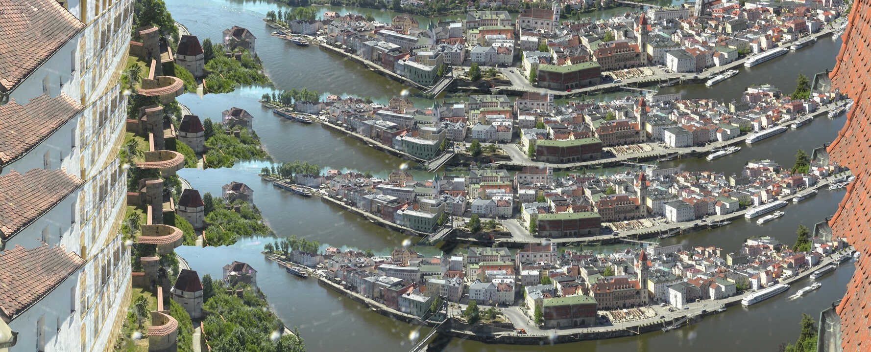 Archived image Webcam Passau: View from Veste Oberhaus