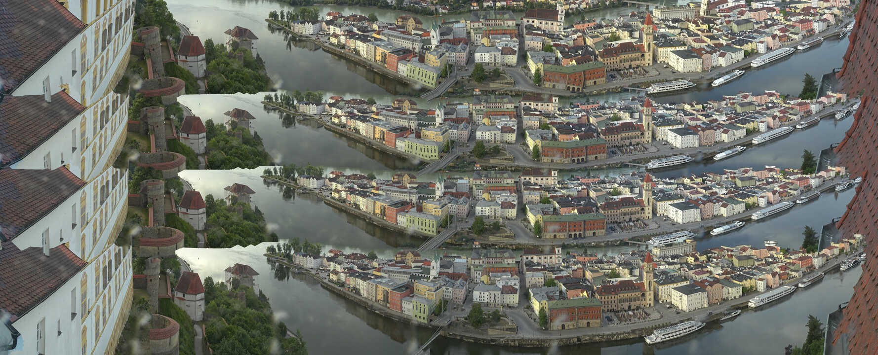 Archiv Foto Webcam Passau: Blick von der Veste Oberhaus auf Donau und Altstadt