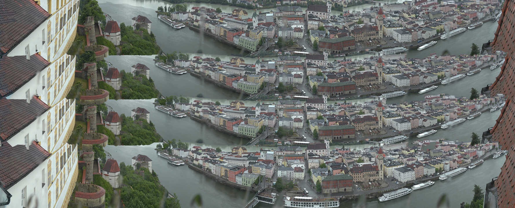 Archiv Foto Webcam Passau: Blick von der Veste Oberhaus auf Donau und Altstadt