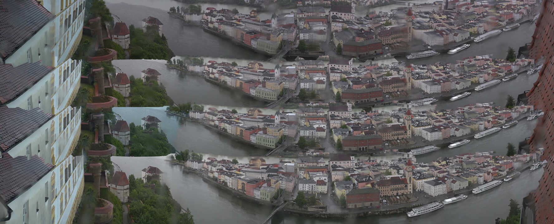 Archiv Foto Webcam Passau: Blick von der Veste Oberhaus auf Donau und Altstadt