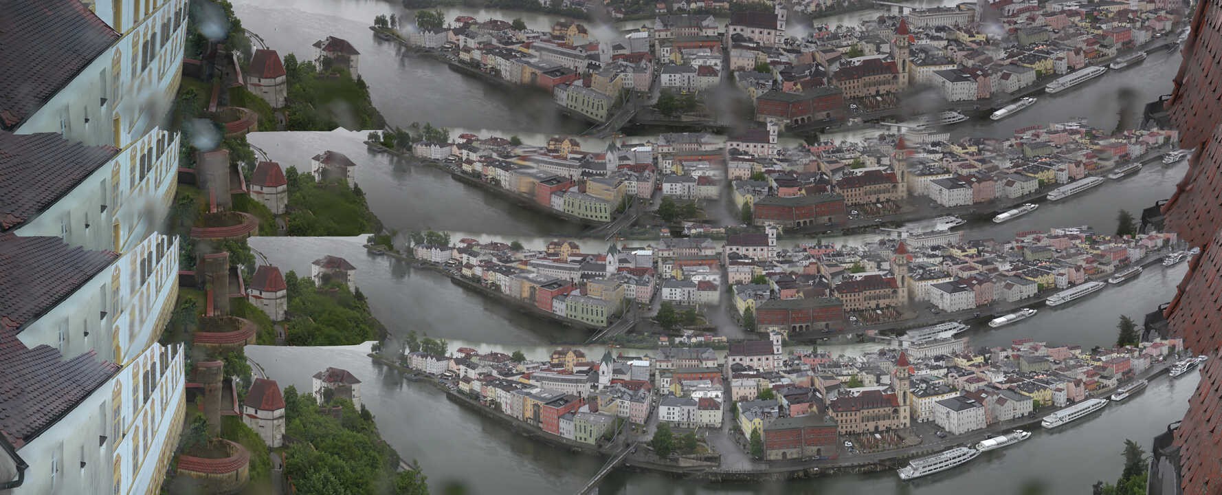 Archiv Foto Webcam Passau: Blick von der Veste Oberhaus auf Donau und Altstadt