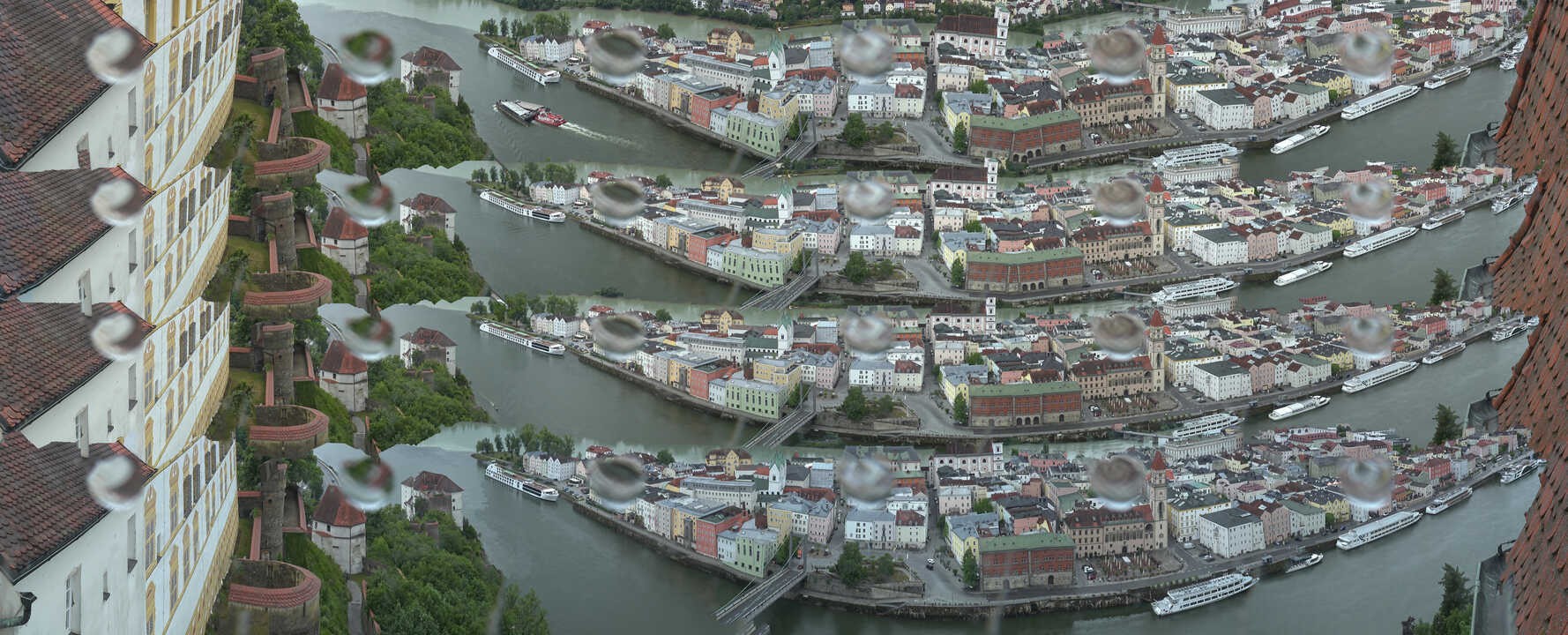 Archiv Foto Webcam Passau: Blick von der Veste Oberhaus auf Donau und Altstadt