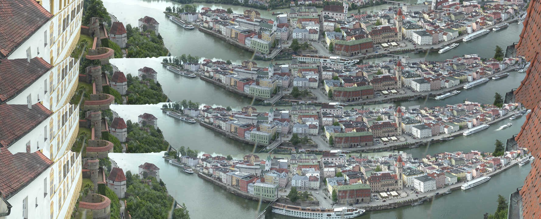 Archiv Foto Webcam Passau: Blick von der Veste Oberhaus auf Donau und Altstadt