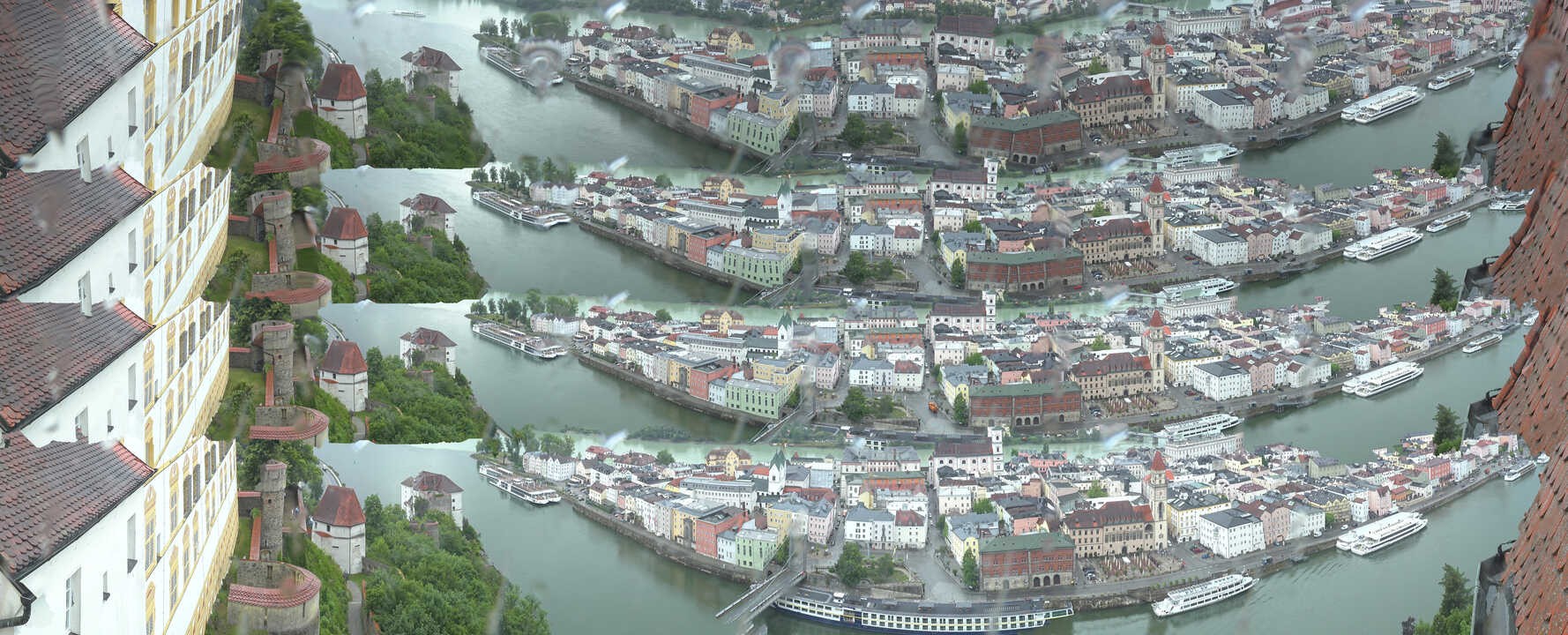 Archiv Foto Webcam Passau: Blick von der Veste Oberhaus auf Donau und Altstadt