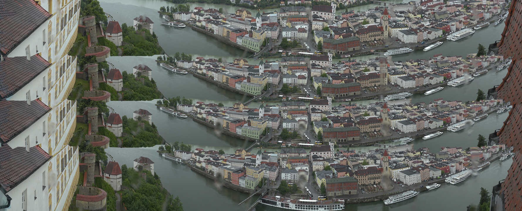 Archiv Foto Webcam Passau: Blick von der Veste Oberhaus auf Donau und Altstadt