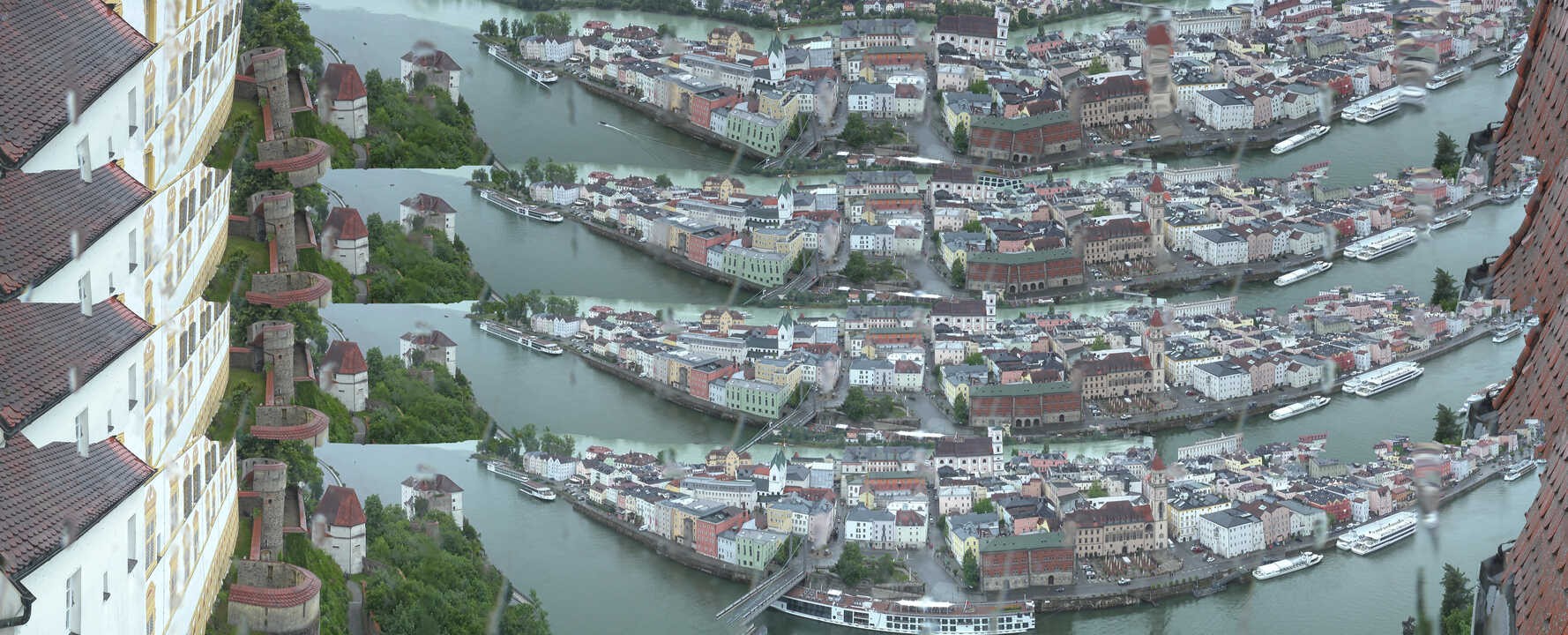 Archiv Foto Webcam Passau: Blick von der Veste Oberhaus auf Donau und Altstadt