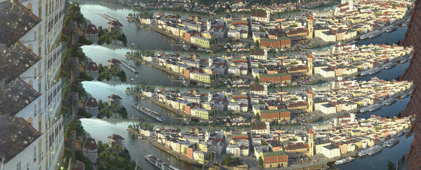 Archived image Webcam Passau: View from Veste Oberhaus