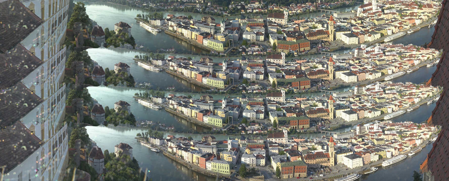 Archived image Webcam Passau: View from Veste Oberhaus