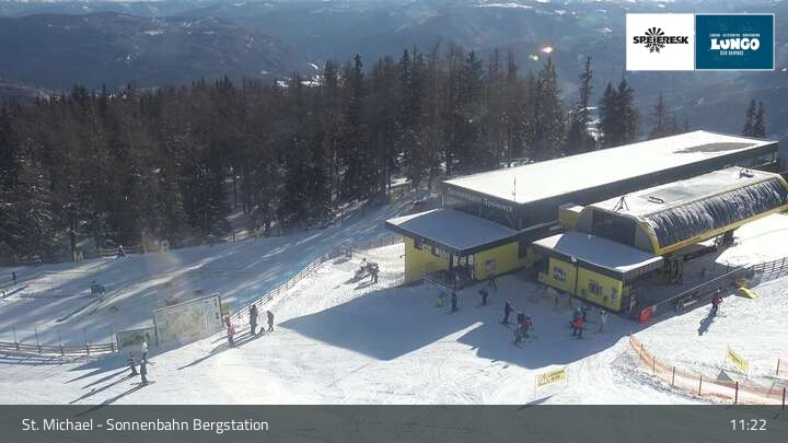 Archiv Foto Webcam St. Michael - Blick Bergstation Sonnenbahn Gondel