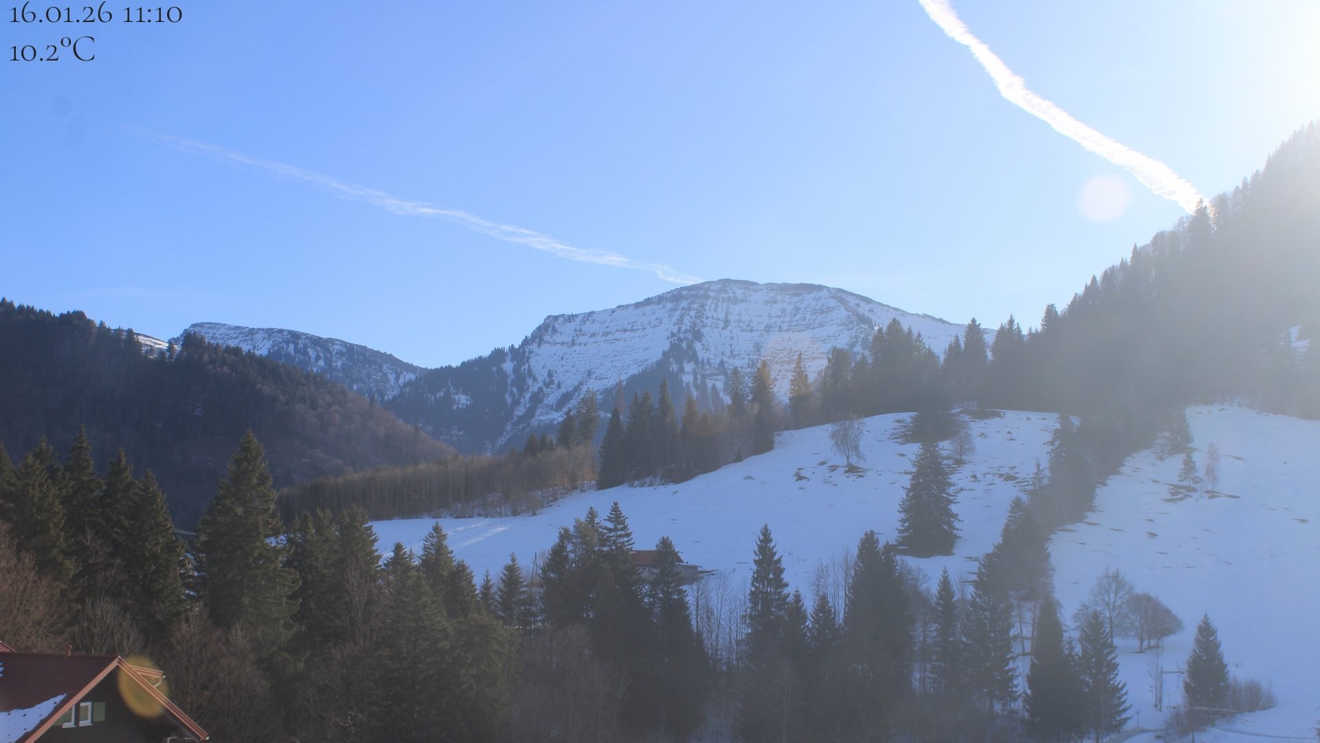 Archiv Foto Webcam Oberstaufen - Blick Hochgrat vom Biohotel Schratt