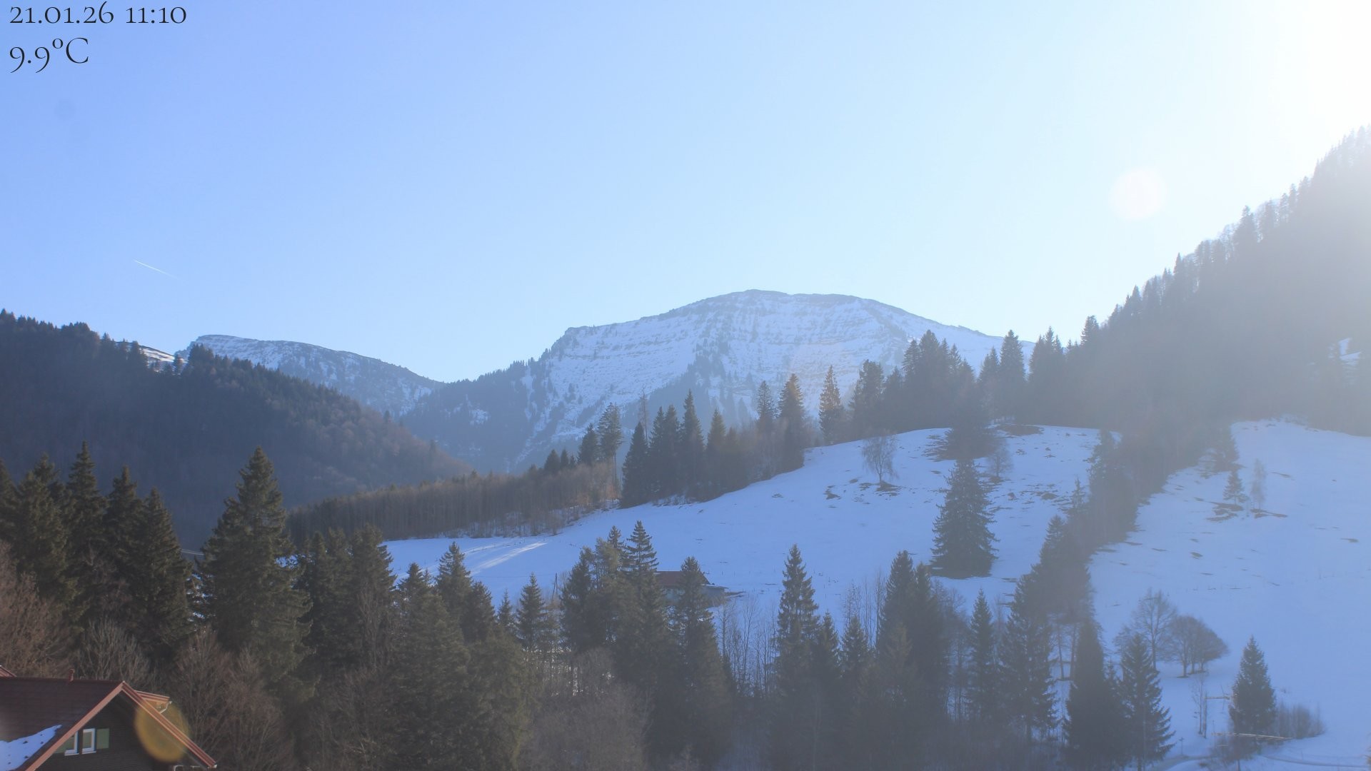 Archiv Foto Webcam Oberstaufen - Blick Hochgrat vom Biohotel Schratt