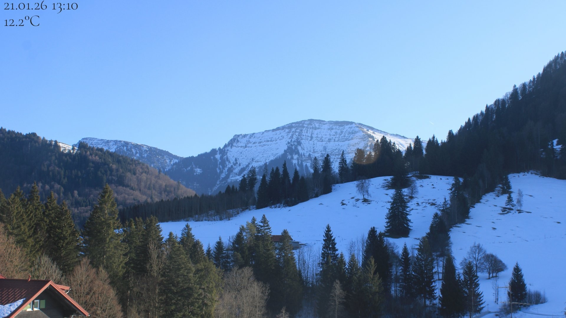 Archiv Foto Webcam Oberstaufen - Blick Hochgrat vom Biohotel Schratt