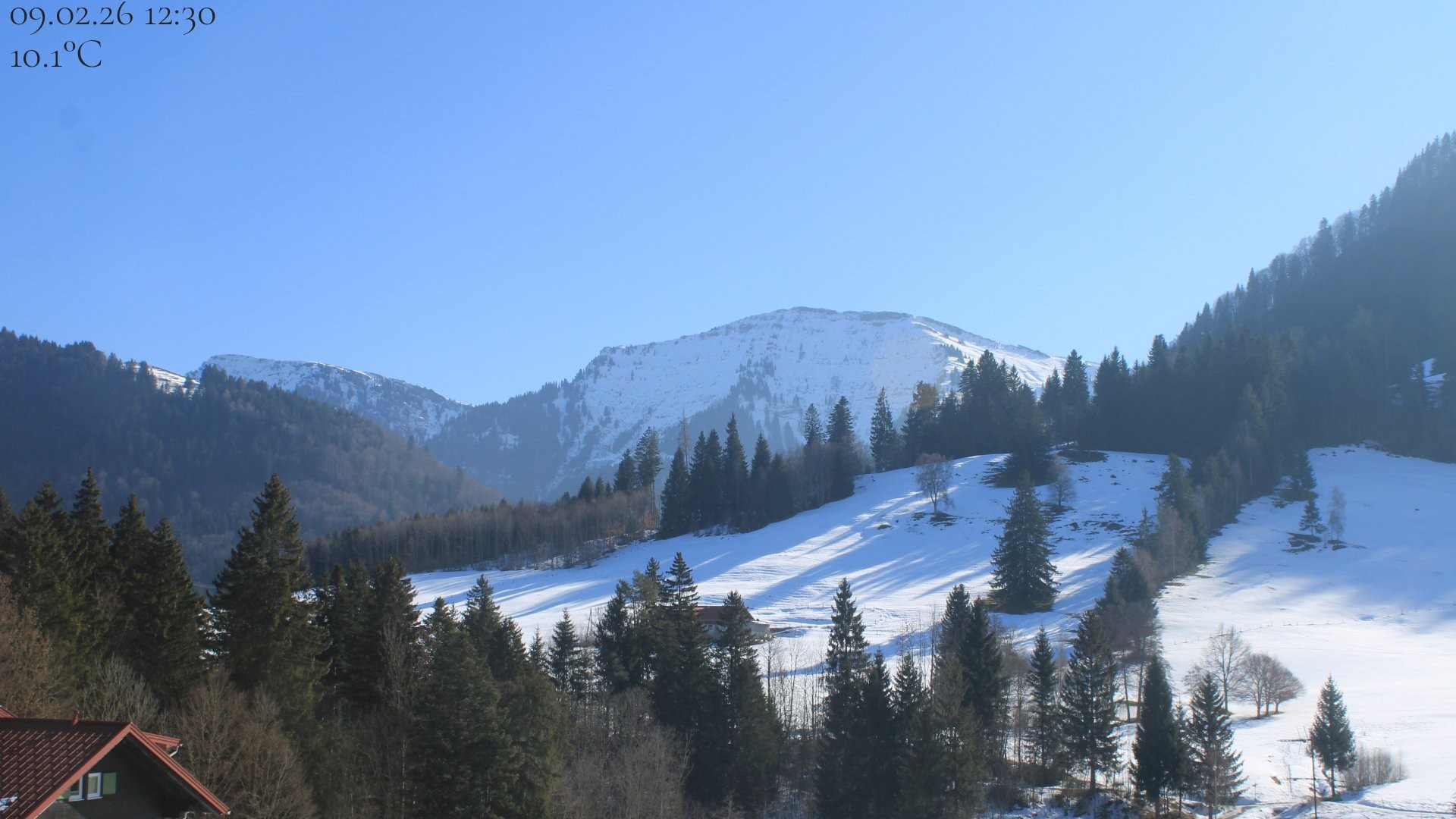 Archiv Foto Webcam Oberstaufen - Blick Hochgrat vom Biohotel Schratt