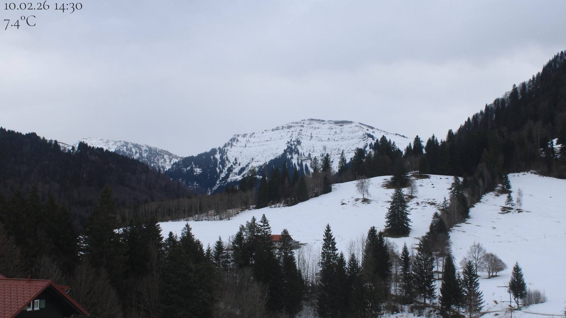 Archiv Foto Webcam Oberstaufen - Blick Hochgrat vom Biohotel Schratt