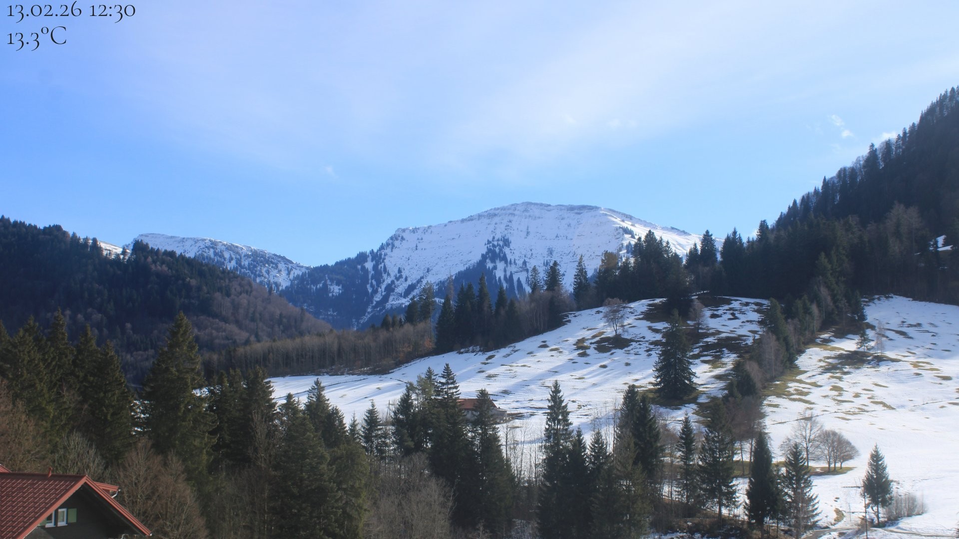 Archiv Foto Webcam Oberstaufen - Blick Hochgrat vom Biohotel Schratt