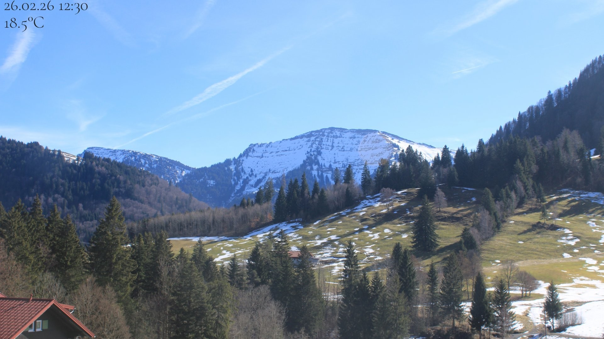 Archiv Foto Webcam Oberstaufen - Blick Hochgrat vom Biohotel Schratt