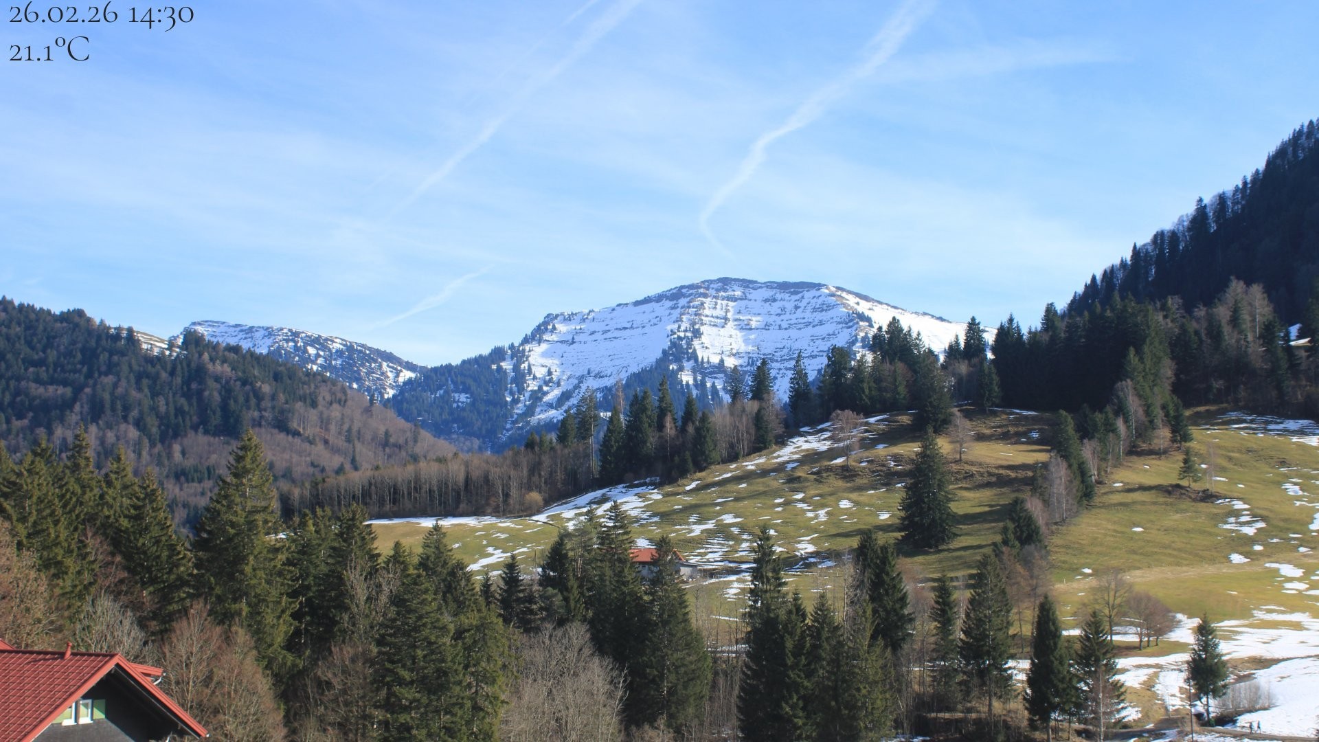 Archiv Foto Webcam Oberstaufen - Blick Hochgrat vom Biohotel Schratt