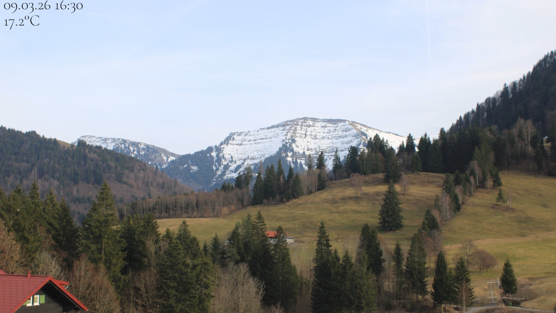 Archiv Foto Webcam Oberstaufen - Blick Hochgrat vom Biohotel Schratt