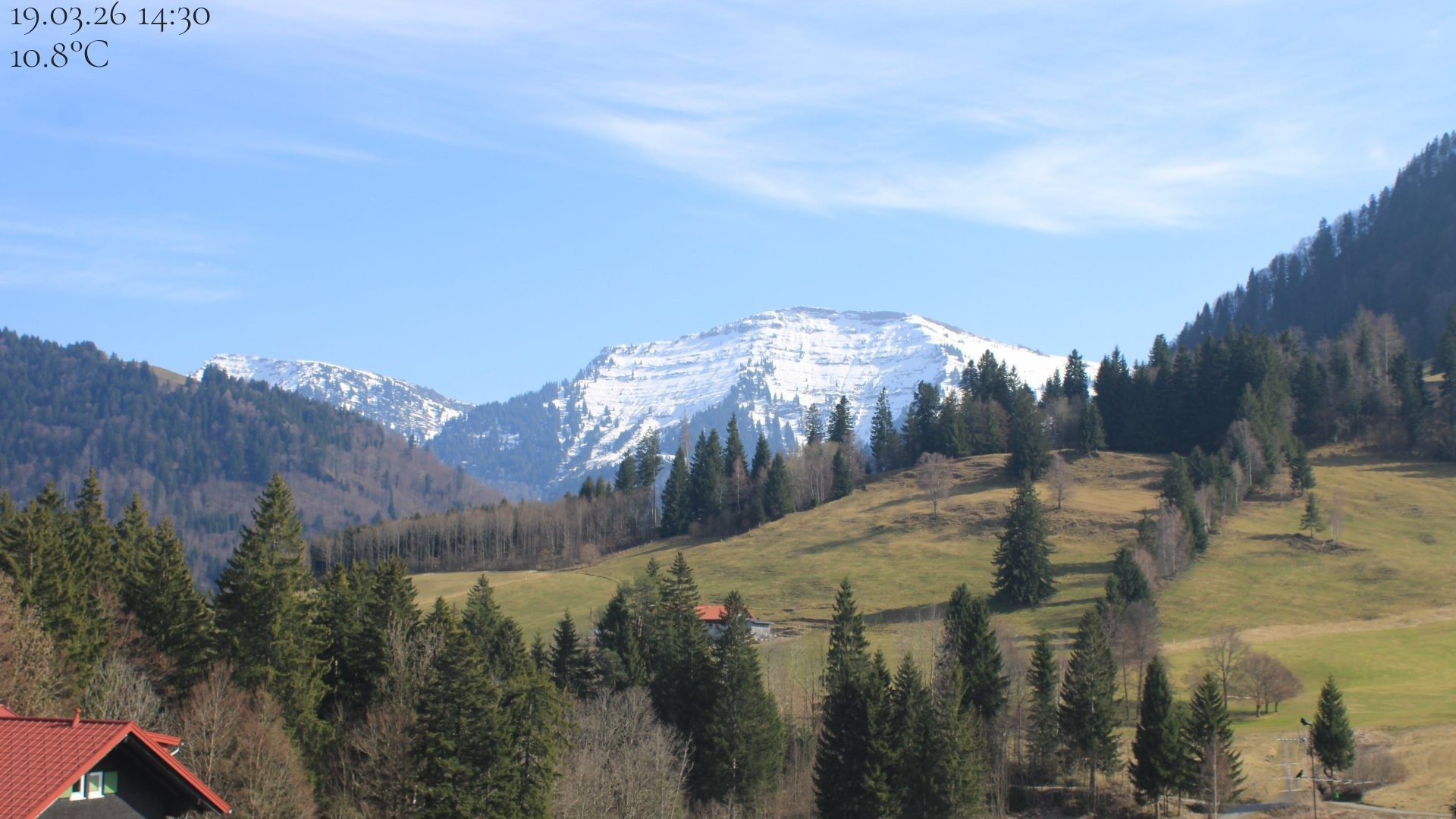 Archiv Foto Webcam Oberstaufen - Blick Hochgrat vom Biohotel Schratt