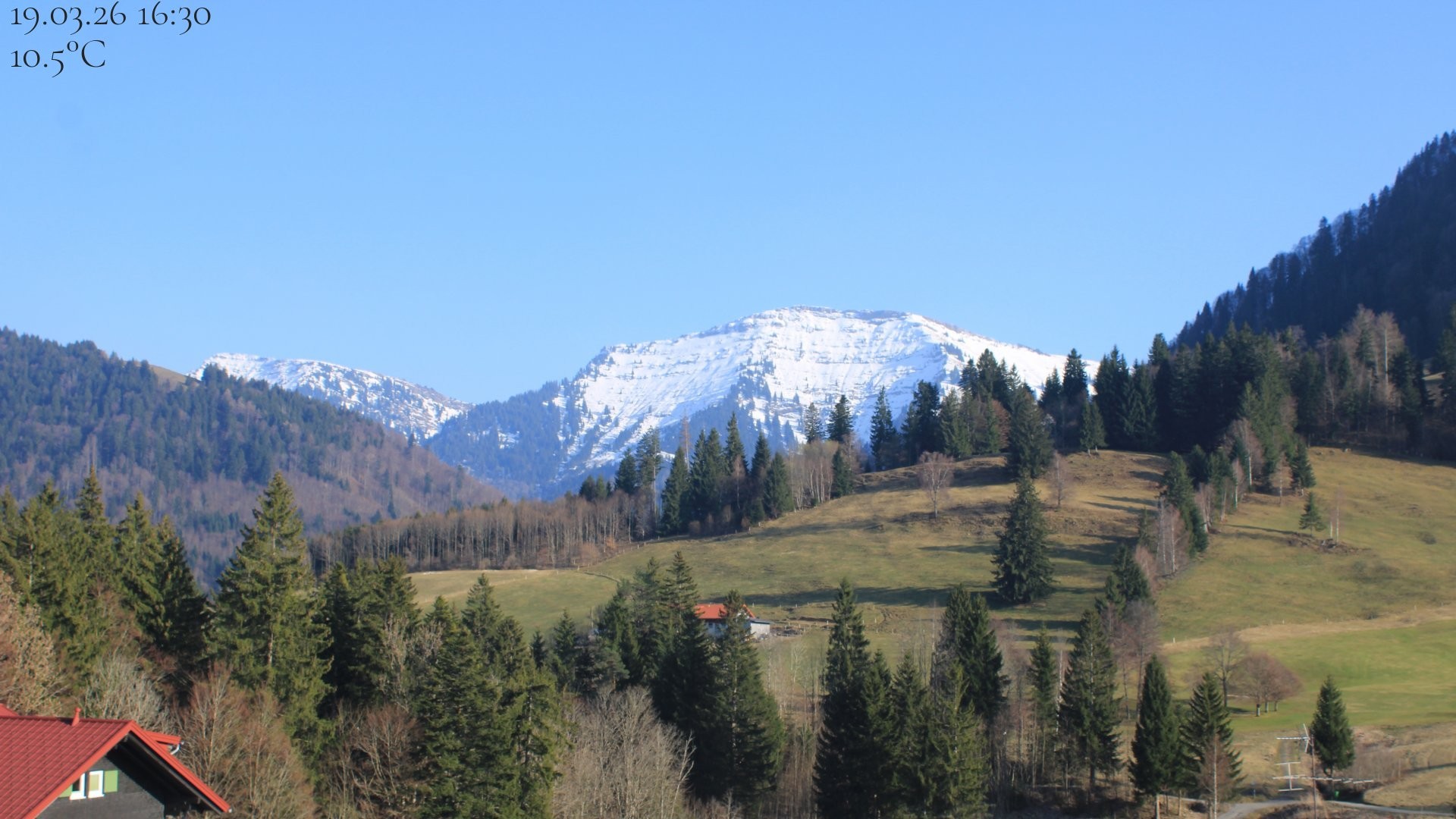 Archiv Foto Webcam Oberstaufen - Blick Hochgrat vom Biohotel Schratt