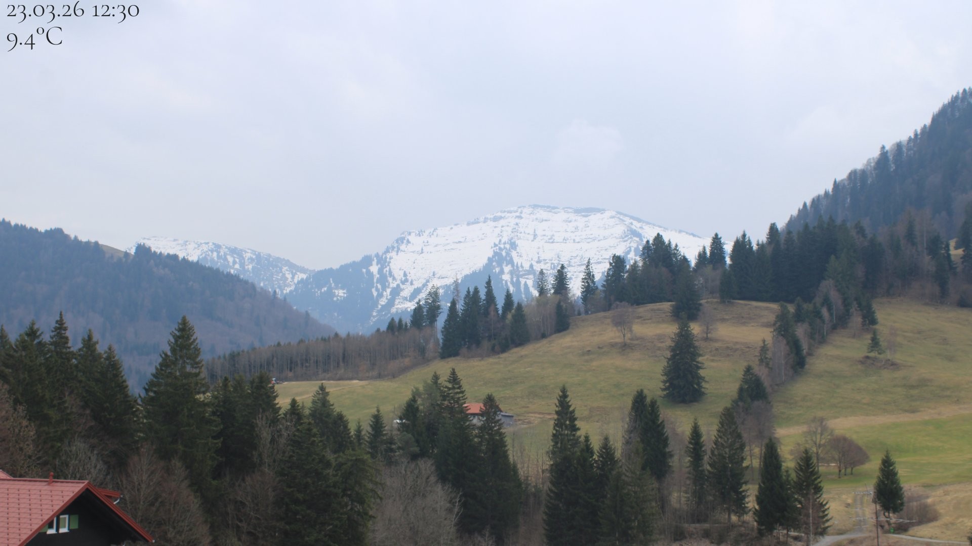 Archiv Foto Webcam Oberstaufen - Blick Hochgrat vom Biohotel Schratt