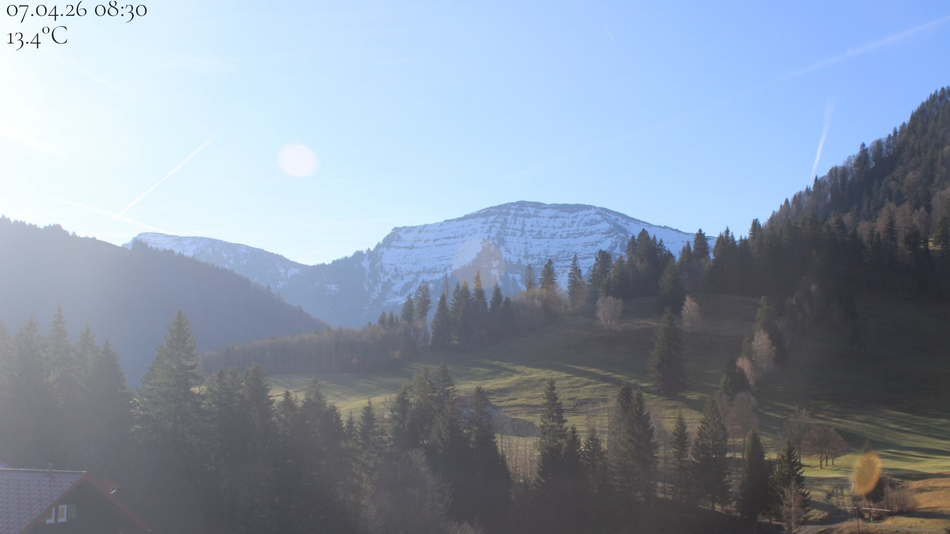 Archived image Webcam Oberstaufen - View Hochgrat from Hotel Schratt