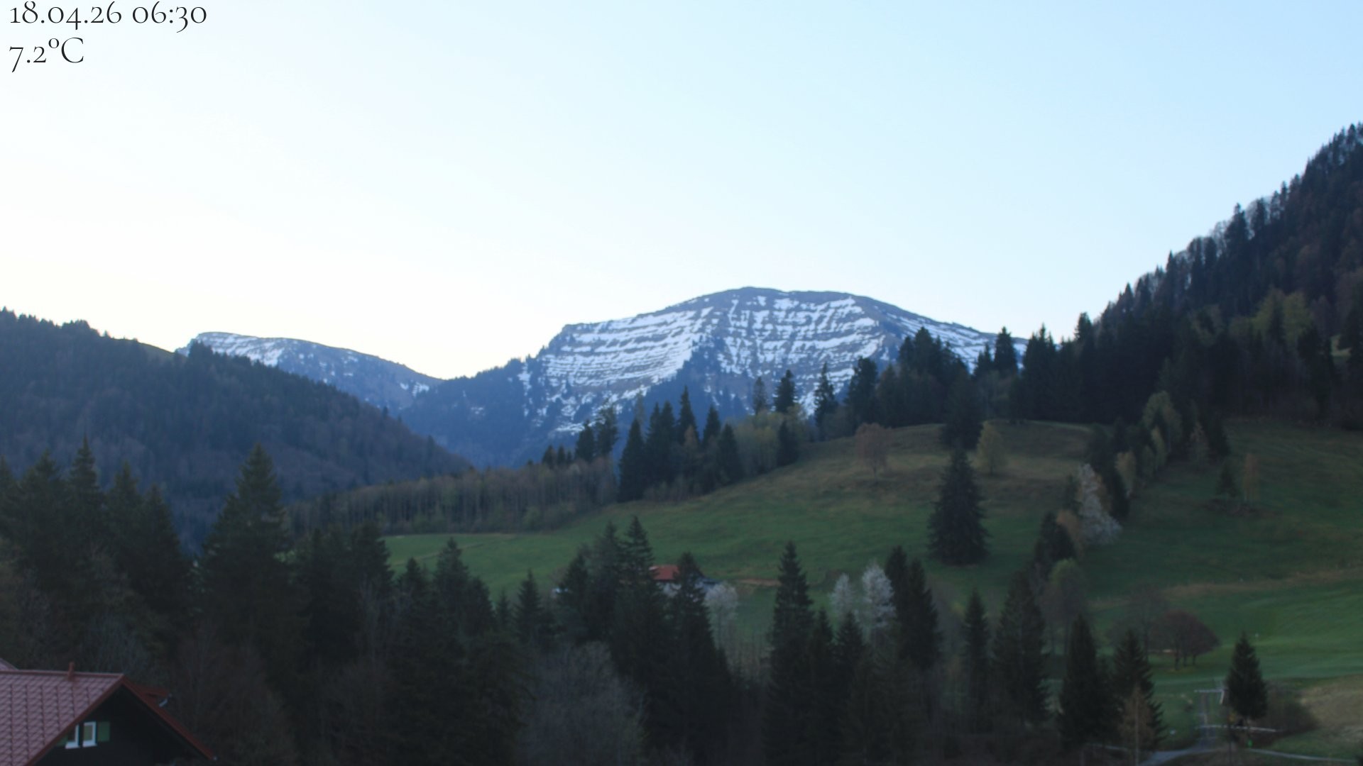 Archived image Webcam Oberstaufen - View Hochgrat from Hotel Schratt