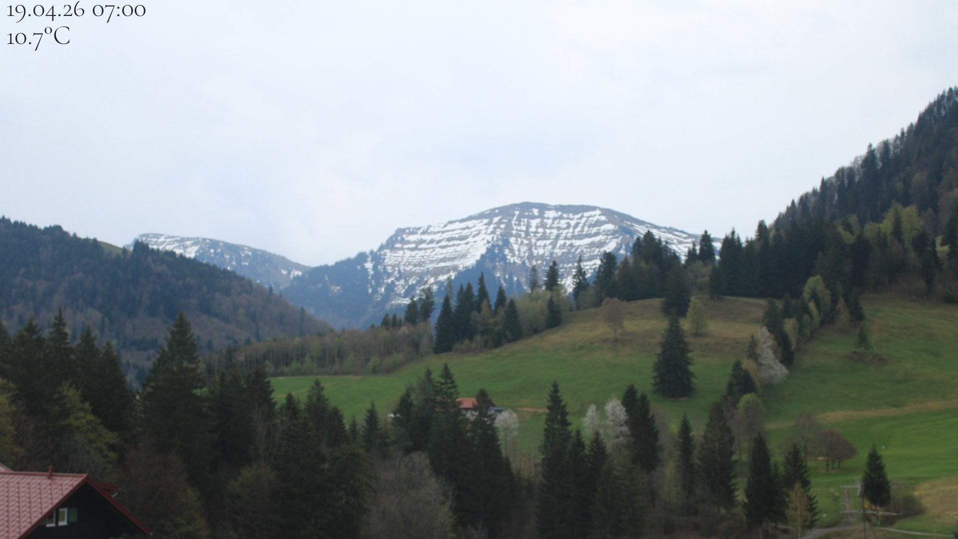Archiv Foto Webcam Oberstaufen - Blick Hochgrat vom Biohotel Schratt