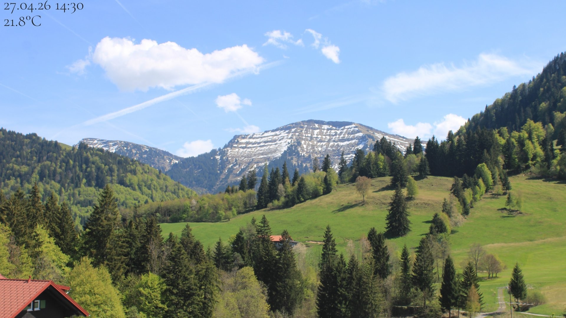 Archiv Foto Webcam Oberstaufen - Blick Hochgrat vom Biohotel Schratt