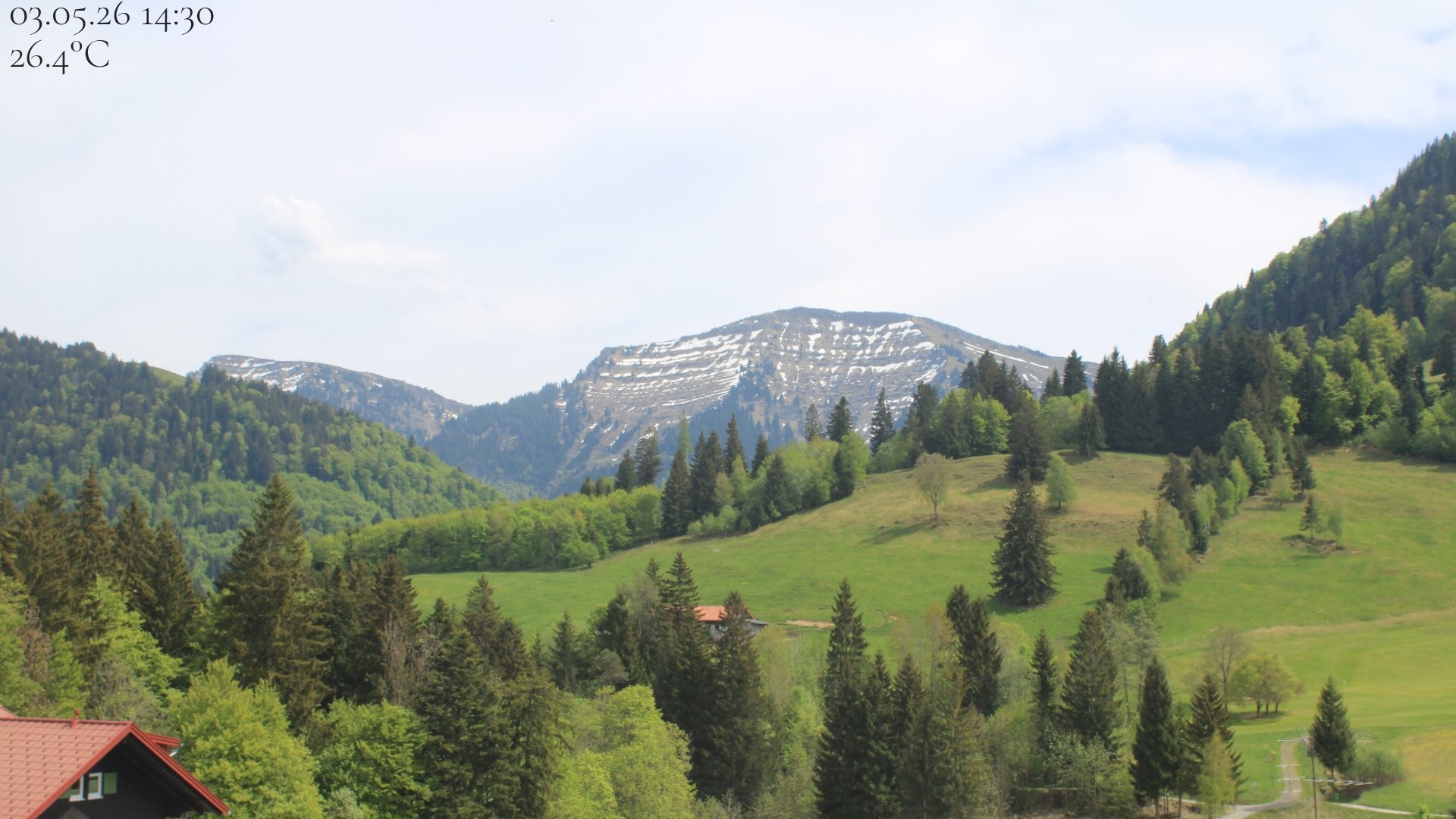 Archiv Foto Webcam Oberstaufen - Blick Hochgrat vom Biohotel Schratt