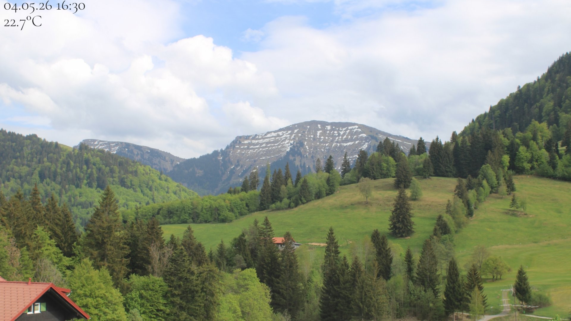 Archived image Webcam Oberstaufen - View Hochgrat from Hotel Schratt