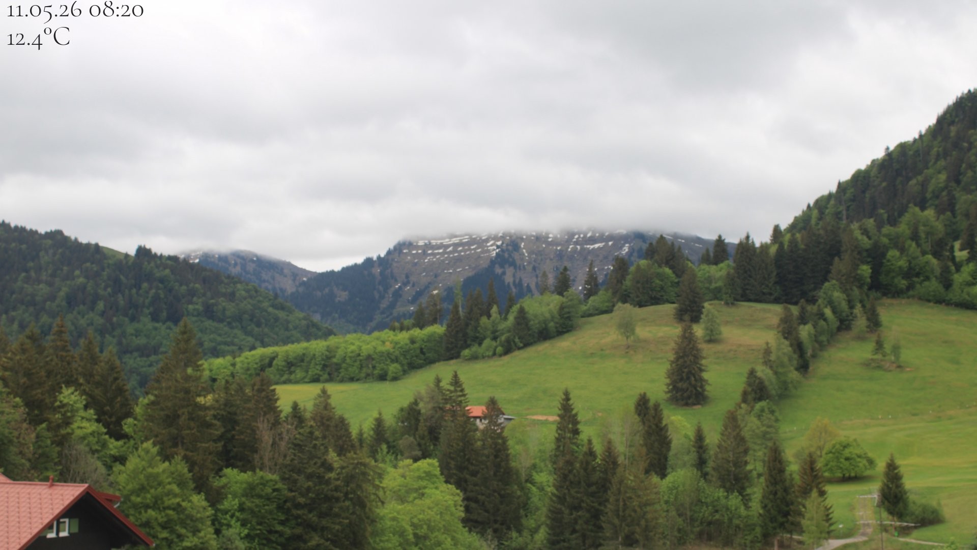 Archiv Foto Webcam Oberstaufen - Blick Hochgrat vom Biohotel Schratt