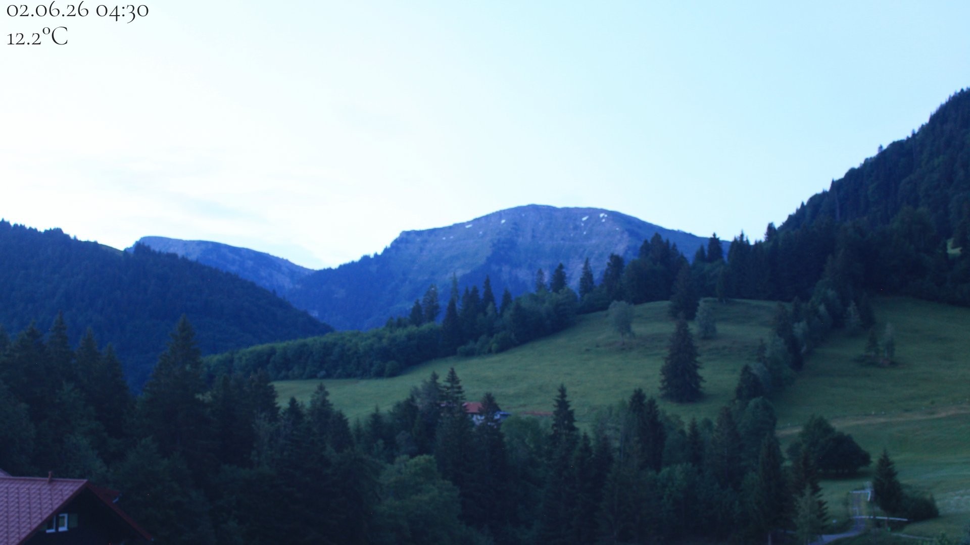 Archiv Foto Webcam Oberstaufen - Blick Hochgrat vom Biohotel Schratt