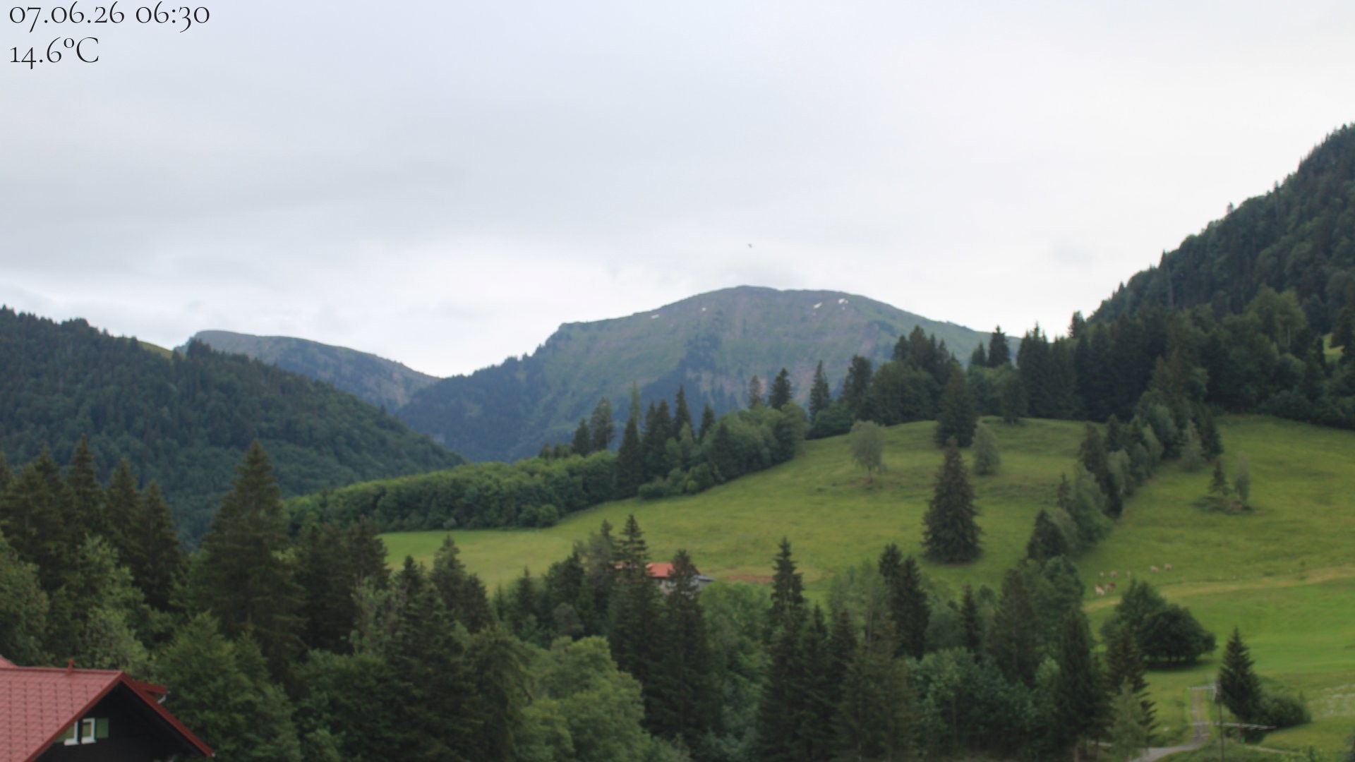 Archiv Foto Webcam Oberstaufen - Blick Hochgrat vom Biohotel Schratt