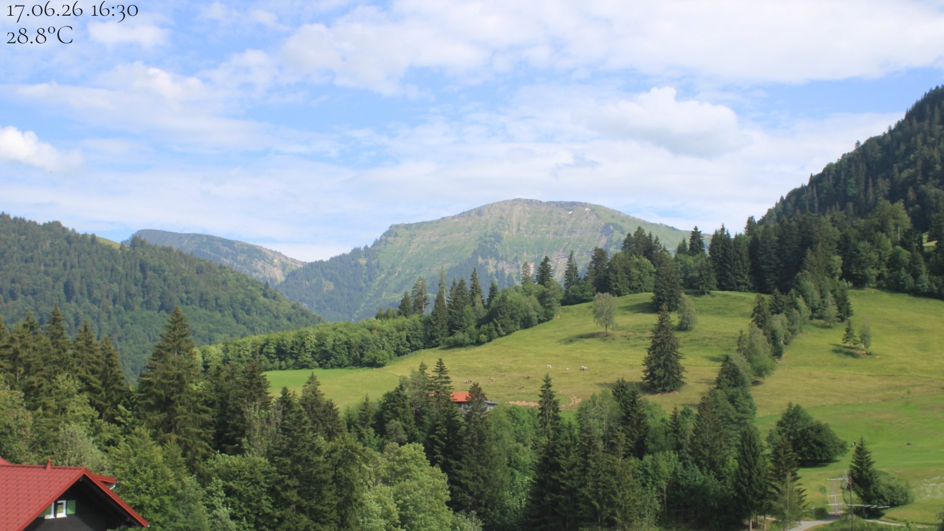 Archiv Foto Webcam Oberstaufen - Blick Hochgrat vom Biohotel Schratt
