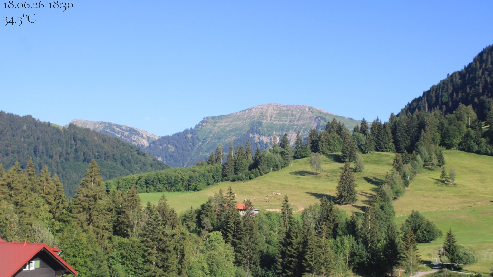 Archived image Webcam Oberstaufen - View Hochgrat from Hotel Schratt
