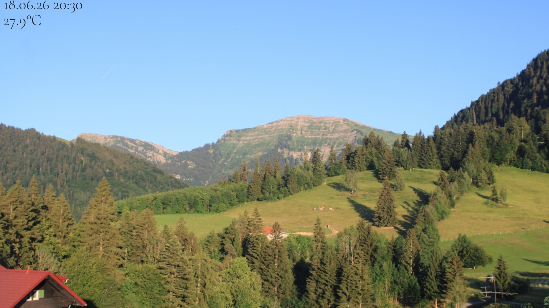 Archiv Foto Webcam Oberstaufen - Blick Hochgrat vom Biohotel Schratt