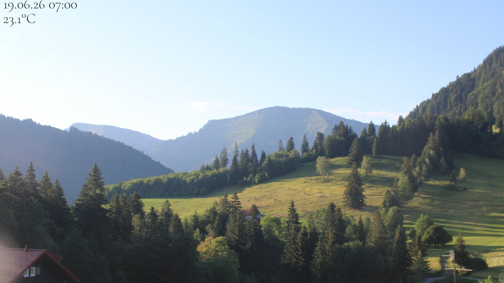 Archived image Webcam Oberstaufen - View Hochgrat from Hotel Schratt