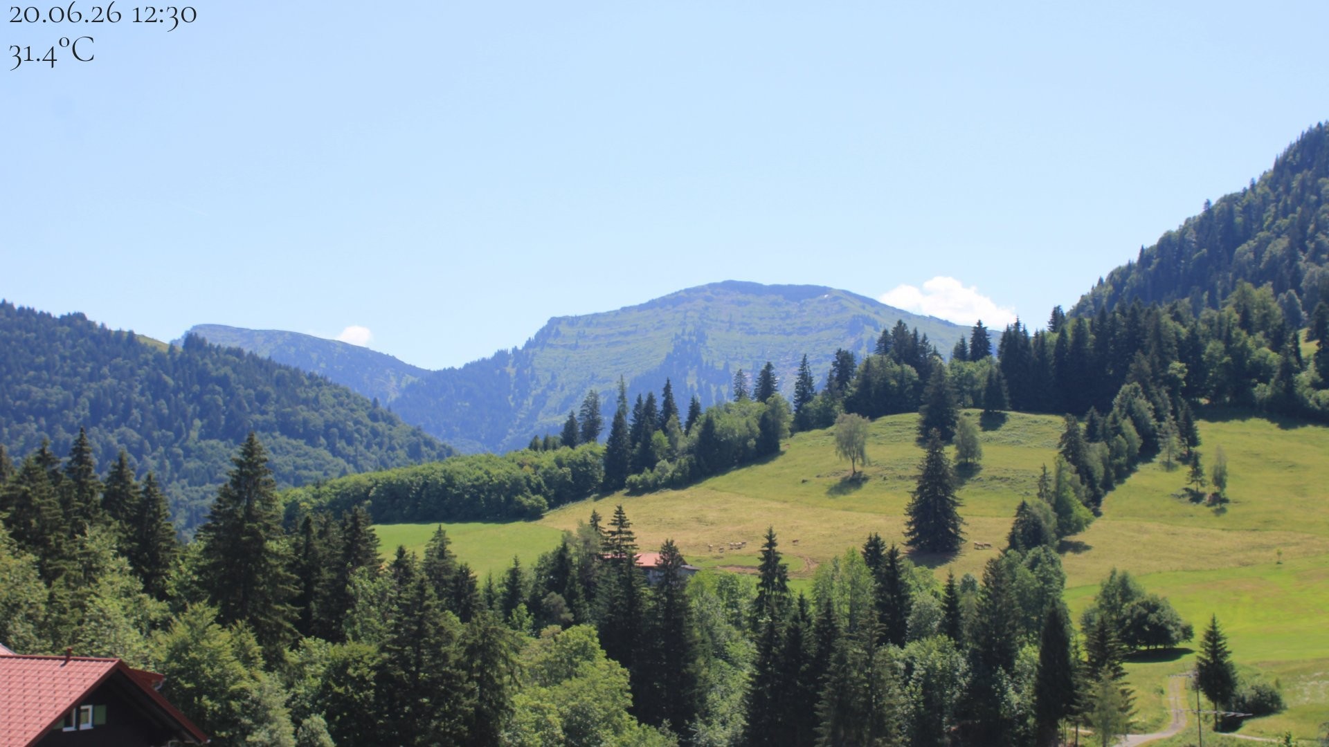 Archiv Foto Webcam Oberstaufen - Blick Hochgrat vom Biohotel Schratt